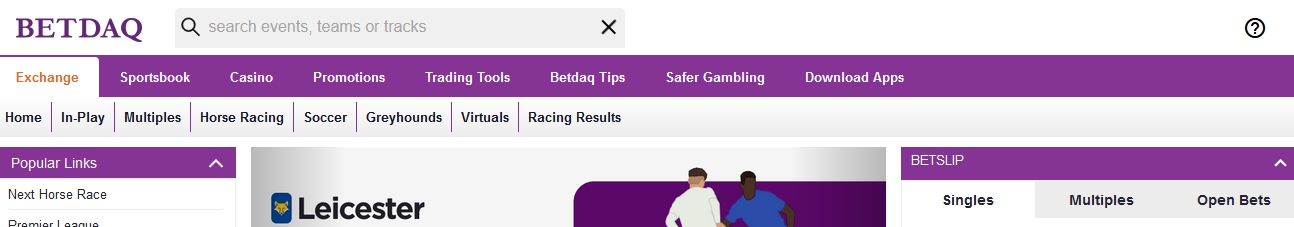 Banner del sitio BETDAQ Exchange
